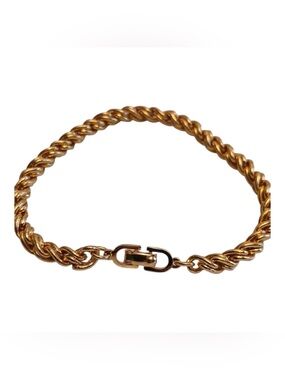 Christian Dior Gold Plated Spiral Chain Bracelet 7.25. COA